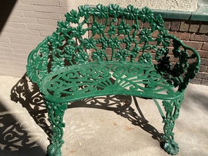 Lovely Metal Green Garden Bench