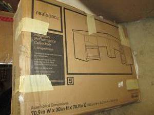 lot 101 image: real space l-shaped desk open box ...