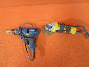 lot 28 image: Ryobi Drill & DeWalt Angle Grinder