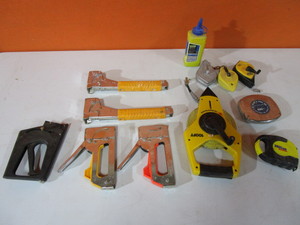 lot 66 image: Staplers, Tape Measures, Chalk Lines