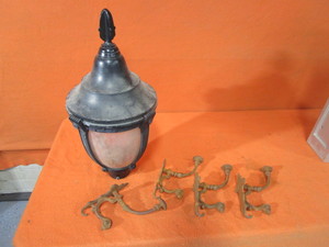 lot 120 image: Vintage Light Fixture & Coat Hooks