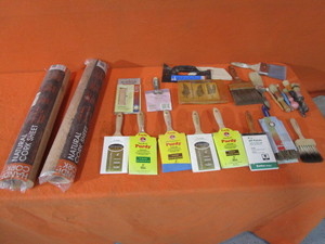 lot 126 image: Pant Brushes, Rolls of Cork, Rubber Stamps