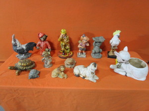 lot 218 image: Painted Plaster Figurines & Animals (see pics)