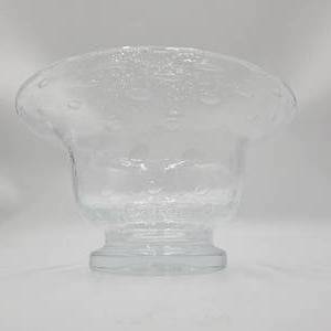 Mid-Century Clear Controlled Bubble Glass Footed Bowl