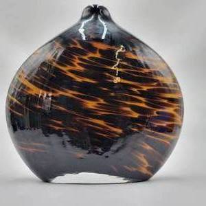 Stunning Mid-Century Tortoise Hand-Blown Glass Vase