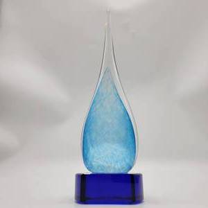 Mid-Century Blue Water Hand-Blown Glass Sculpture