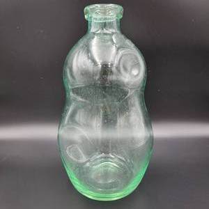 Mid-Century Sea-foam Green Hand-Blown Bubble Glass Bottle