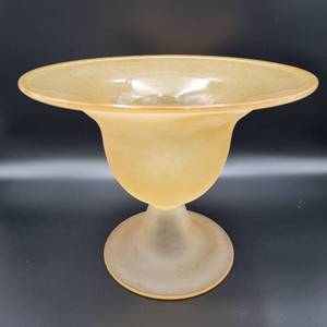 Mid-Century Amber Hand-Blown Glass Bowl