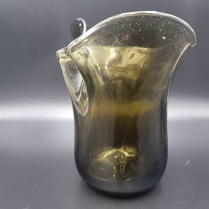 Mid-Century Smoky Grey Hand-Blown Glass Hankerchief Bowl