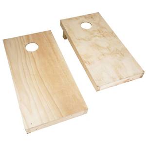 lot 51 image: HeyPlay Unfinished Regulation Size Wooden Cornhole Boards and Bags Backyard Toss Game