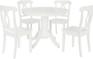 lot 219 image: Aubrey 5 piece Traditional Height Pedestal Dining Set, White