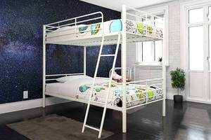 lot 204 image: DHP Twin Over Twin Convertible Bed Frame, White, Twin