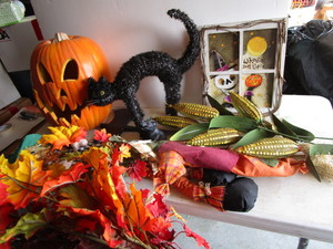 Halloween decorations with scarecro...