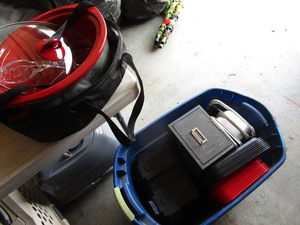 Tote with marine battery box, metal...
