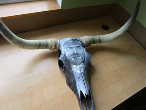 Longhorn skull, 37Wx21H...