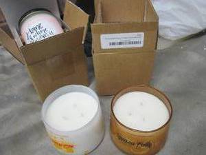 2- 3 wick Candles, 2 Candle Jars...