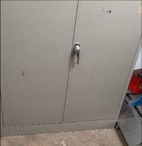 lot 14 image: Tenneco Metal Storage Cabinet With ...