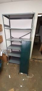 lot 102 image: Metal Shelf 36 X 18 X 75  & Additional Pegboard Display Section Contents Not Included...