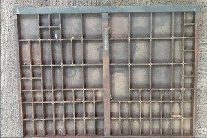 lot 112 image: Vintage Printers Box, Letter Tray W...
