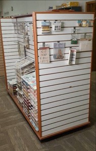 lot 144 image: Double Sided Slatwall Display Shelf...