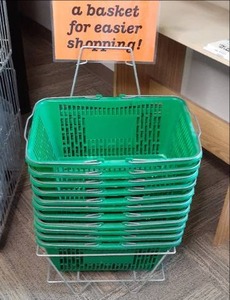 lot 170 image: Metal Shopping Basket Stand Full of...