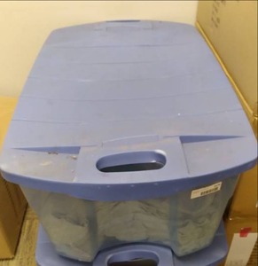 lot 189 image: 28.8 Gallon Tote With Lid Full of New T-Shirts Various Sizes & Colors See Photos