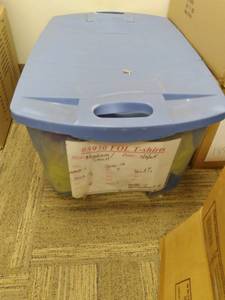 lot 190 image: 28.8 Gallon Tote With Lid Full of New T-Shirts Various Sizes & Colors See Photos