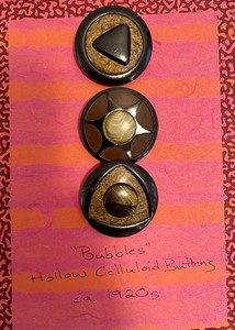 Vintage Celluloid Buttons, Bakelite Buckle and Abalone Buckle
