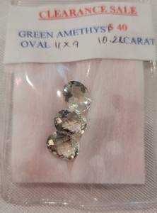 Set of Green Amethyst Oval Pendants