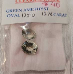 Set of Green Amethyst Oval Pendants