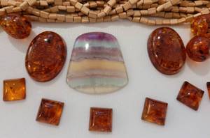 Wood-Like Bead Strand and Ambe  BeadPendant Collection