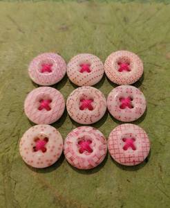 Pink Calico Porcelain Buttons