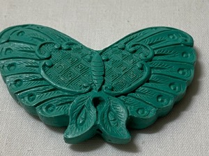 Carved Green Cinnabar Butterfly Pendant