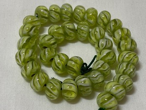 Lampwork Beads by Suzy B Studios- Organic Lentil Beads - Swirl in Green