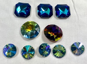 Swarovski Aqua Shimmer Rivoli, Heliotrope, Sahara and Fall Leaves