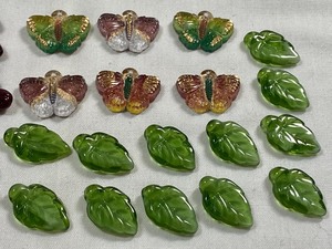 German Glass Leaf Pendants,  Czech Glass Oxblood Ladybug Beads and Glass Butterfly Pendants