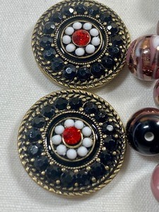 Glass and Rhinestone Buttons, Ruby Red Vega Czech Glass Tulip Flower Beads and More