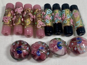Lampwork Beads in Pink and Black