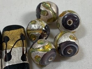 Beautiful Gold, Black and Silver Lampwork Beads
