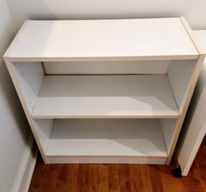White Bookshelf and Rolling Desk