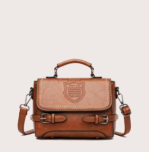 lot 3 image: Letter Embossed Buckle Decor Satchel Bag