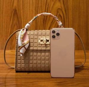 lot 21 image: Scarf Decor Geometric Graphic Satchel Bag