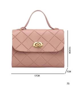 lot 37 image: Minimalist Embossed Twist Lock Satchel Bag