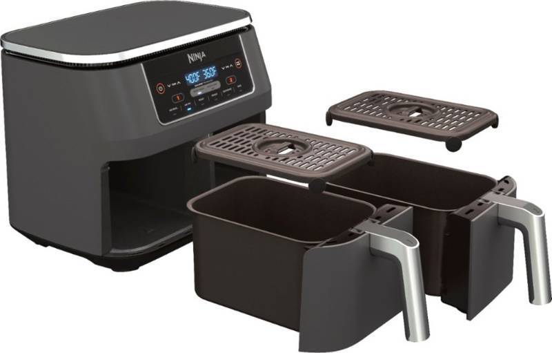 Ninja - Foodi� 6-in-1 8-qt., 2-Basket Air Fryer with DualZone Technology - Dark Grey