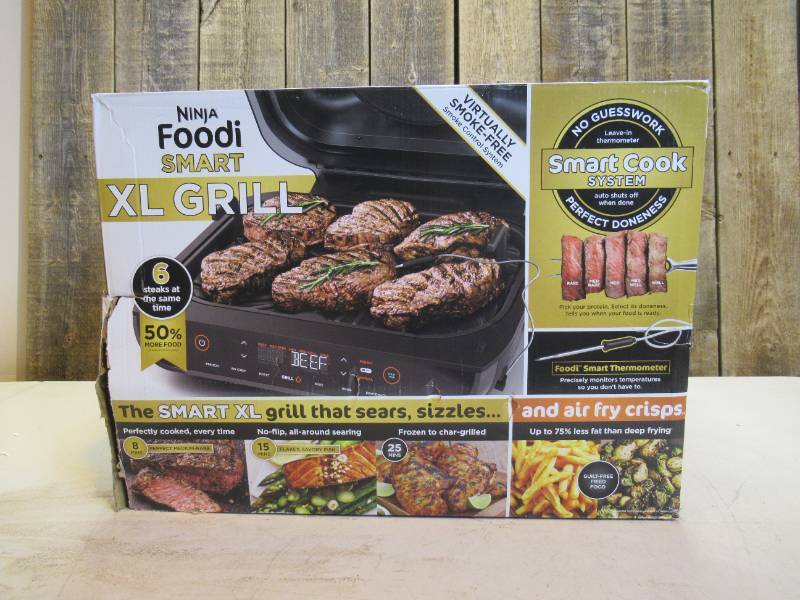 Ninja - Foodi Smart XL 6-in-1 Indoor Grill with 4-qt Air Fryer, Roast, Bake, Broil, & Dehydrate - Black