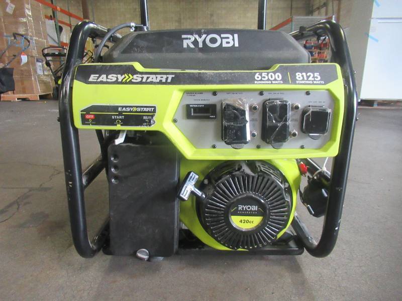 lot 51 image: Ryobi 6,500-Watt Gasoline Powered Portable Generator with CO Shutdown Sensor RY906500S