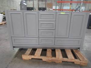 lot 304 image: Glacier Bay Candlesby 60 in. W x 19 in. D Bath Vanity Only in Sterling Gray CD60P2-ST