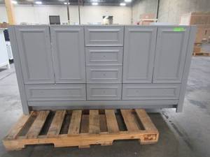 lot 311 image: Glacier Bay Candlesby 60 in. W x 19 in. D Bath Vanity Only in Sterling Gray CD60P2-ST