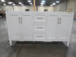 lot 312 image: Home Decorators Collection Stockham 60 in. W x 21-12 in. D Bathroom Vanity Cabinet 19043-V60-WT