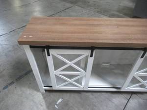 lot 316 image: Meyer & Cross Clementine 68 in. White and Golden Oak TV Stand TV0950